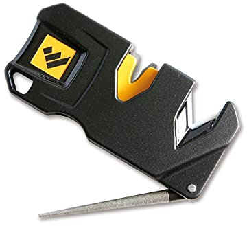 Work Sharp Pivot Plus - Afilador de cuchillos con elementos de carburo cruzados y varillas de cerámica en color negro, 8,90 cm