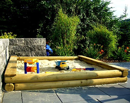 XXL Sandkasten nach Maß cm-Genau nach Wunsch Rundholz Ø12cm Holz in verschiedenen Größen (400cm x 400cm)
