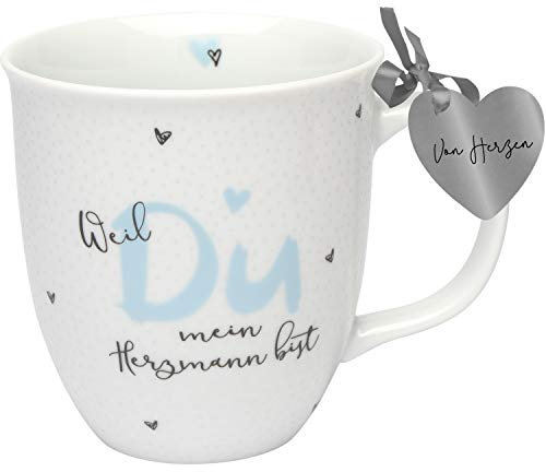 GRUSS & CO Tasse Motiv Herzmann | Sprüchetasse, Porzellan, 40 cl | Geschenk Liebe, Hochzeit, Jahrestag | 46749
