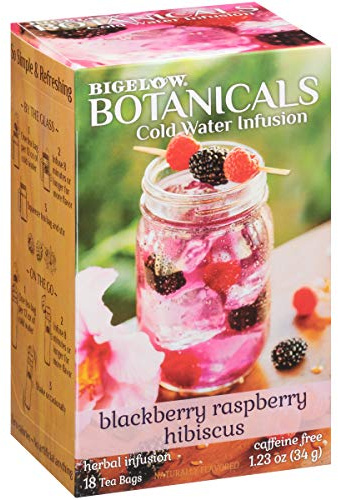 Bigelow Botanicals Cold Water Infusion Blackberry Raspberry Hibiscus Herbal Tea, Caffeine Free Tea with Blackberry and Raspberry Flavor, 18 Count Box (Pack of 6), 108 Total Tea Bags