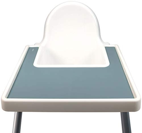 OLGS Silikon Hochstuhl Matte für Babys | Silikonmatte Tischset für den Babyhochstuhl | Tischmatte Platzset Babystuhl für Kinder | Platzdeckchen, BPA-frei, Wasserdicht, leicht zu reinigen (Blau, Ether)