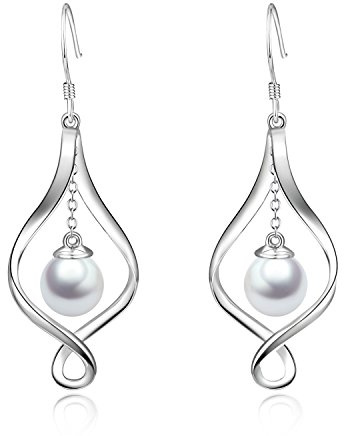 Perlen Ohrringe für Damen Silber 925 Ohrringe Hängend Perlenohrringe Ocean Wave Perle Ohrring Schmuck Geschenke für Frauen Damen Mädchen