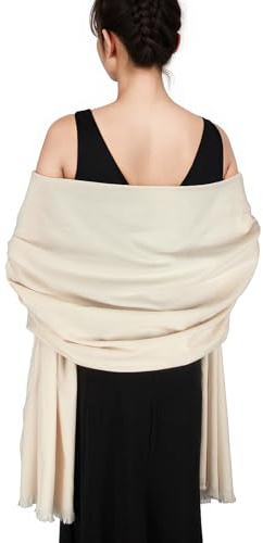 SWAT PANY Pashmina shawls and wraps for Evening Dresses Cream Scarf for Women Winter Shawl Wraps for Women Weedings