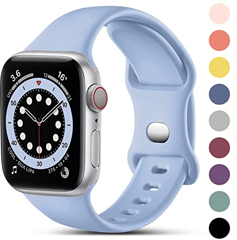 CeMiKa Kompatibel med Apple Watch Rem 38mm 40mm 41mm 42mm 44mm 45mm 49mm, Mjuk Silikon Sportband Ersättningsremmar Kompatibel med iWatch SE/Series 8 7 6 5 4 3 2 1, 38mm/40mm/41mm-S/M, Lila