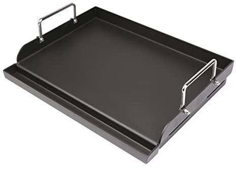 Utheer Plaque de cuisson antiadhésive, 43,2 x 33 cm, plaque plate universelle avec rainure de graisse et poignées amovibles pour grills au charbon de bois / gaz, camping, hayon et fêtes