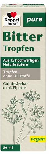Doppelherz pure Bitter Tropfen - Vegan + einfache Anwendung – Rezeptur mit 15 ausgewählten Bitterkräutern und -wurzeln - 50 ml