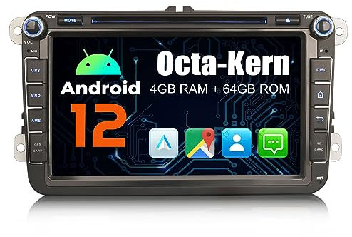 Erisin 8 Zoll 8-Kern 4GB RAM 64GB ROM Android 14 Autoradio Bluetooth GPS Navi für VW T5 Touran Passat Golf 5/6 Polo Tiguan Sharan Skoda Seat CarPlay Android Auto WiFi DAB+ RDS USB OPS CD Player