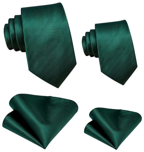 Hi-Tie Father Son Matching Ties and Pocket Square Set Silk Ties for Wedding Party Gifts