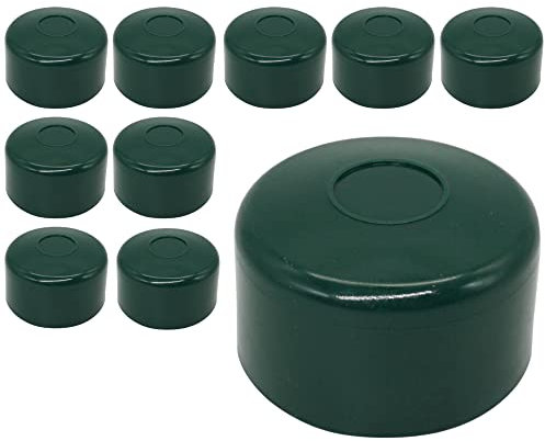 SKIR'CO (10 unidades) tapas de postes de valla, tapas redondas de plástico verde de 51 mm para postes de valla redondos, cubiertas de postes de valla, verde musgo RAL 6005
