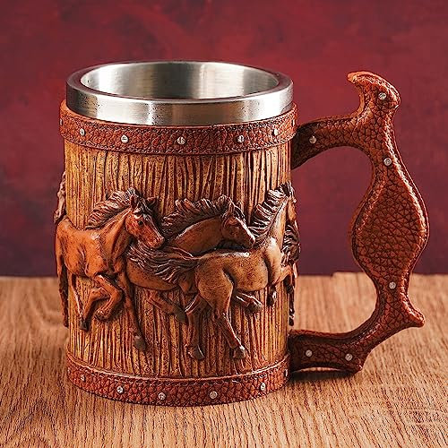 Meyas Bierkrüge Edelstahl Bierbecher Bierkrug,Bier Tassen Trinkbecher Kaffeebecher,Mittelalterliche Trinkgefäße Becher, Bierkrüge Kaffee Becher,Bar Dekoration Geburtstagsgeschenk für Papa 500ml