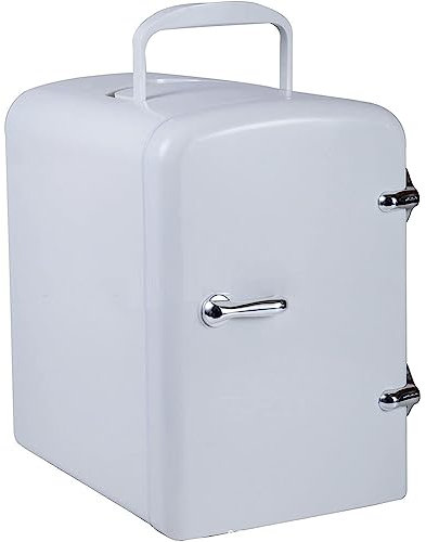 MegLob 4L Réfrigérateur Rétro Portable, Powerbank Outdoor Car Camping Fridge, 6 * 330 Ml De Candues Plus Refroidisse, Travel Mast Milk Medicine Skin Care Product Freezer,Blanc