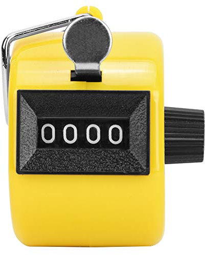 CHEOTIME Farbiger Handzählzähler, Tragbarer Zählzähler, 4-stelliger Mechanischer Palm-Click-Zähler, Spielfeldzähler Für Sport/Stadion/Trainer Und Andere Veranstaltungen(Gelb)