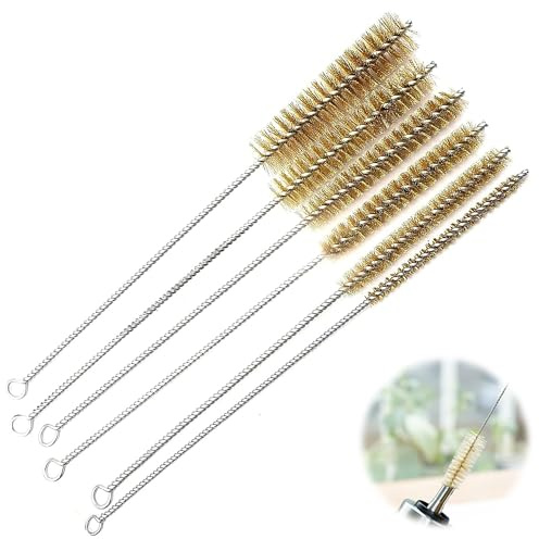 6 Stück Messingrohrreinigungsbürste Messingdraht-Rohrbürsten Reinigungsbürste aus Messing 8-25 mm Messing Drahtbürste Set Multifunktionale Reinigungsbürsten mit langem Griff für Rohrrohr Zylinder