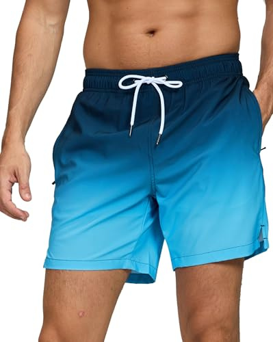Decorie Bañador Hombre Secado Rápido Traje de Baño Hombre Bañador Corto con Forro de Malla y Bolsillos (A4,XL)