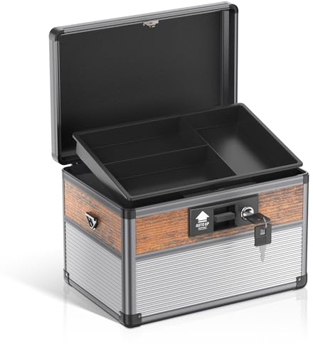 Verschließbare Box, Medizinbox Medikamenten Aufbewahrung Abschließbare kiste, Aufbewahrungsbox mit Schloss, Tragbare Aufbewahrungsbox abschließbar mit Schlüssel 10*6.7*6.7 Zoll [Kein Riemen] (Klein)