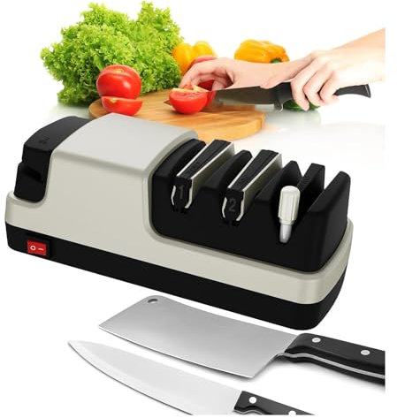 Affilacoltelli Professionale, 4 in 1 Acciaino Professionale, Con Abrasivi Diamantati Al 100% E Guide Angolari Di Precisione Affilatore Coltelli Professionale,Silver
