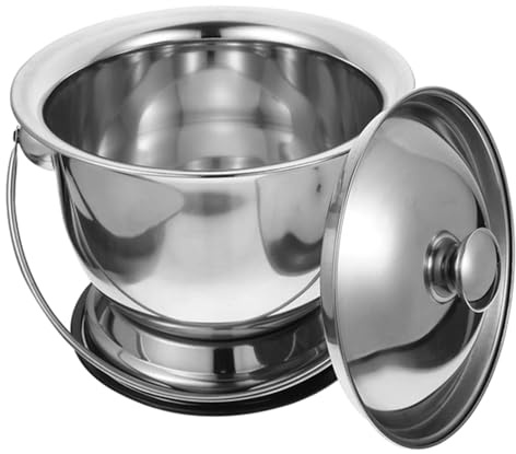 JISADER Urinal Toilet Potties with Lid Splashproof Indoor Bedpan Urines Bucket Portable Spit Cup Stainless Steel Pee Potty Chamber Pot