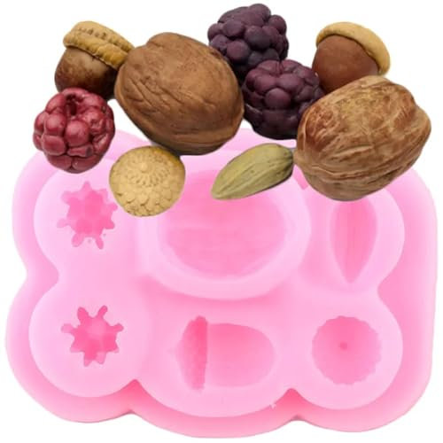 Stampi in silicone per saponi, 9 x 6,2 cm, stampi 3D in silicone a forma di noci e bacche, stampi per dolci e cioccolatini
