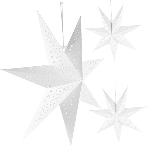 ARTIBETTER 12 Stk Heptagon Lampenschirm hängender Sternenlampenschirm Jahr Laternen für den einzug umhängelampe Lampenschirme Deckenlaterne aus Papier 3D-Sterne-Papierlaterne Weiß