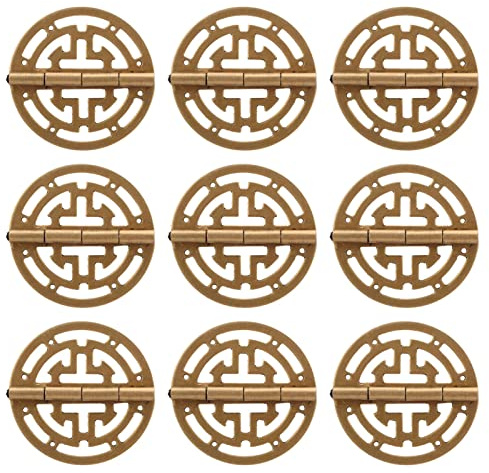 ​Rankomu 10 Sets Antik-Bronze-Messing-Scharniere, Vintage-Stil, korrosionsbeständige Schmuckkästchen-Scharniere für Schränke, Geschenkboxen, Weinkisten, Holztüren (4,6 cm Durchmesser, 10 Stück mit 80