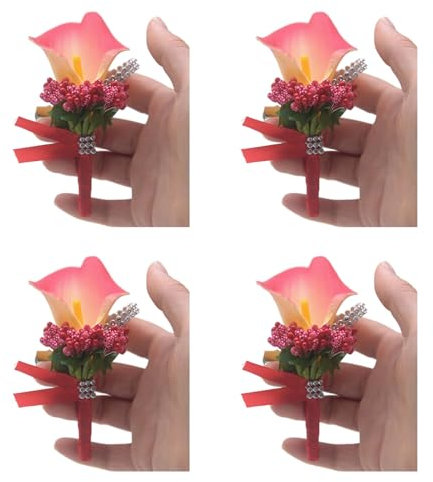 Hrtyvhin Ansteckblume für Braut, Brautjungfer, realistische Blumen-Ansteckblume für Bälle, Anzug, Hochzeitskleid, Korsagen-Dekorationen, 4 Stück