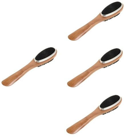 AOKWAWALIY Pack of 4 Shoe Brushes, Made of Solid Wood, Shoe Cleaning Brushes, Long Shoe Horn, Pregnant Shoe Horn, Carpet Cleaner with Bristles, Shoe Horn, Trainer Cleaning Brush, Boot Brush