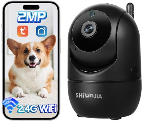 SHIWOJIA TUYA Smart Life Camera, Cámara de vigilancia WiFi interior 360°, FHD 1080P, detección de movimiento, audio bidireccional