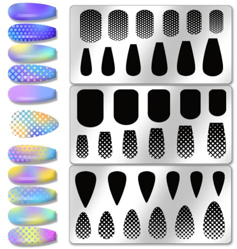 PH PandaHall 3pcs Farbe Block Nail Art Schablonen, 35 Muster Farbverlauf Textur Stil Nagel Stamping Platte Nail Art Schablonen Edelstahl-Platten für Nageldesign Druck Maniküre Salon