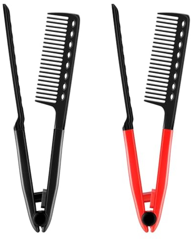 KinetiCore 2 Pack V-Shaped Hair Straightening Comb, Professional Blow Dry Styling Comb for Frizz Control & Anti Tangle, Heat Resistant Hairdressing Comb for All Hair Types, Home & Travel Use