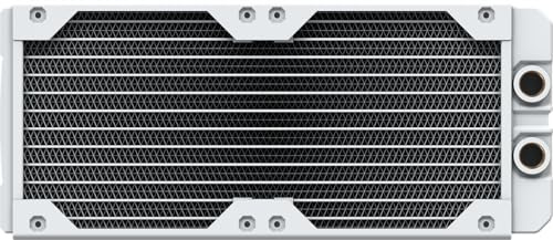 CORSAIR Hydro X Series XR5 240mm V2 Custom Cooling Radiator – Compatible with iCUE LINK Fans, 2x120mm Fan Mounts, Screw Protection Plates, G1/4” Threads – White