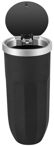 Cabilock Car Trash Can with Lid for Cup Holder Portable Car Rubbish Bin with Push Button Cover Sturdy Auto Organizer for Cup Holder and Small Spaces Suitable for Office Bedroom and Living
