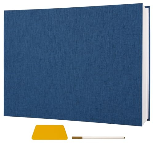 Vienrose Extra Large Self Adhesive Photo Album for 11 x 14 Photos (Navy Blue), Art Portfolio Binder, Graduation & School Memory Book, Certificate & Presentation Binder, 10 Sheets 20 Pages, 12x16.4
