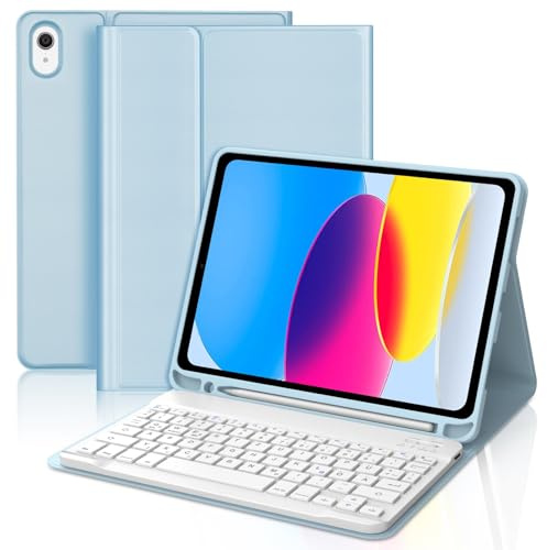 WAVATA Tastatur für iPad 10 Generation 2022 10.9/11 Generation 2025 A16 11 Zoll, Hülle mit Tastatur für iPad 10 2022 Magnetische Bluetooth Abnehmbare QWERTZ, Blau