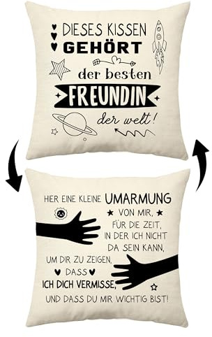 Aconesong Dieses Kissen Gehört der Besten Freundin der Welt Lustige Kissenbezüge für Guter Freund Weihnachts Freundschaft Geburtstagsgeschenk für Bestie BFF (Freundin)