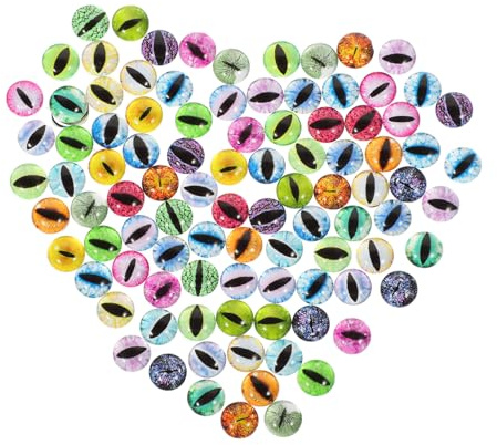 VILLFUL 100pcs Glass Simulated Doll Eyes for Jewelry Making Non-Colored Craft Patches Flat Back Eyeball Accessories for Puppets Dolls DIY Decorations