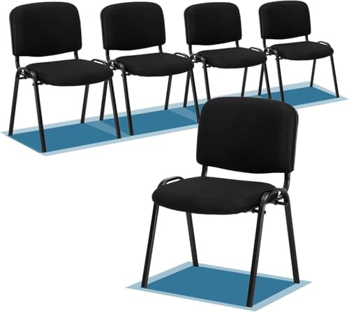LEADZM Stapelstühle，Schwingstuhl，Bürostuhl Ohne Armlehne 5er(Schwarz)