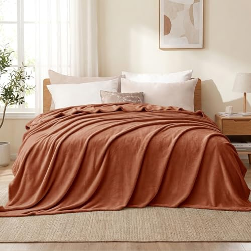 Aisbo Kuscheldecke Flauschig Decke Orange- Fleecedecke 220x240 cm Sofadecke Couchdecke, Weich Kuschelige Wohndecke Terracotta für Wohnzimmer Sofa Couch Blanket Warme Große Decke XXL