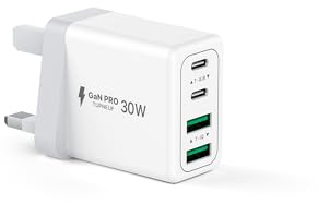 USB C Plug, 4-Port 60W Multi Mains Wall Charger USBC Fast Charger Plug UK Dual Port PD Power Adapter(5V/3A, 9V/3A, 12V/2.5A), Type C Charging Smart Plug for iPhone 17 Pro Max 16 15 Plus, iPad, Samsung