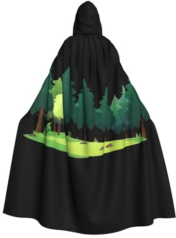 MROWYC Ölgemälde Wald Gemusterter Kapuzenumhang mit Fliege Design, geeignet für Themenpartys und Osterkostüme.