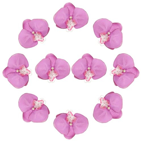 QUARKZMAN Cabezas Orquídeas Mariposa Falsas A Granel Flores Artificiales | 10 Pcs, Purple, Para Ramos Boda DIY Centros Mesa Decoraciones Para Fiestas Y Hogar, Cabezas Orquídeas Artificiales