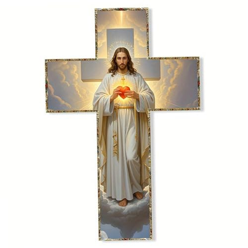 Syglawnd Jesus kors för vägg, 30 x 20 cm vintage träkrucifix väggkors, katolsk och religiös andlig dekor för vardagsrum och sovrum, katolik för