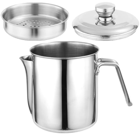PACKOVE Filtro de Aceite Inoxidable 1.6l con Colador y Tapa, Recipiente para Sopa y Aceite Usado de Cocina, Filtro para Grasa y Residuos, Utensilio Práctico para Hogar y Cocina