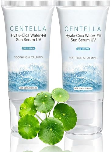 Centella Madagascar Sunscreen SPF 50+ PA++++, Water-Fit Sun Serum, Lightweight Gel Cream, Non-Greasy No White Cast, Soothes & Hydrates Sensitive Skin