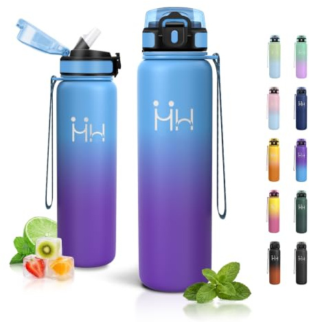 JAPORIA Borraccia Termica 1L, Borraccia Termica con Cannuccia, Bottiglia Acqua in Acciaio Inox, a Prova di Perdite, Doppia Parete Isolata, Borracce per Outdoor, Yoga, Viaggi