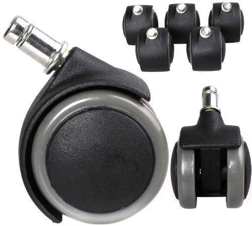 HIMRY KXD3200 - Set di 5 rotelle per sedie da ufficio, per pavimenti duri, 11 mm, colore: grigio