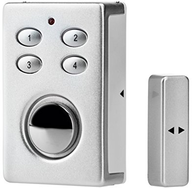 KOBERT GOODS – SP65 Silber drahtloser Tür-, Fenster- oder Vitrinenalarm, Einsatz als Alarmanlage, Einbruchsschutz, Home-Security Mit PIN-Code-Eingabe, Magnet/Vibrationssensor sowie 130 db-Sirene