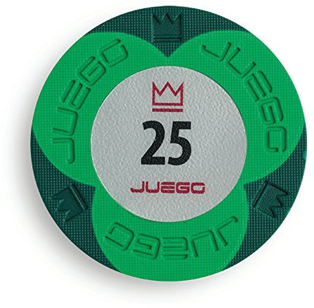 Juego JU00133 100 Imprägnierte Poker Chips Poker Set Tunierwert 25, Gesellschaftsspiel - Grün