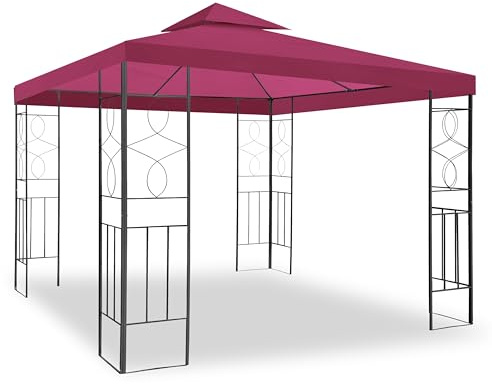 WASSERDICHTER Pavillon Romantika 3x3m Metall inkl. Dach Festzelt wasserfest Partyzelt (Bordeaux)