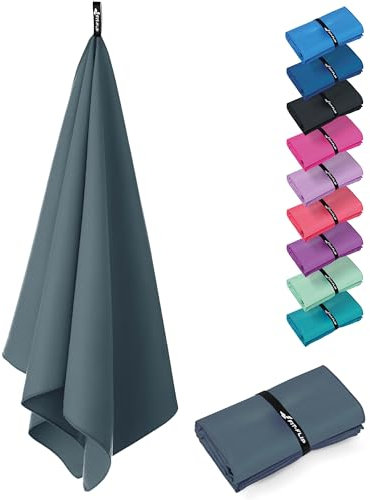 Fit-Flip Microfaser Handtücher - kompakt und leicht - Mikrofaser Handtuch schnelltrocknend - als Reisehandtuch, Sporthandtuch, Strandtuch - Badetuch groß (1x 200x90cm, Cool Grey)