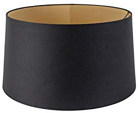 QAZQA Modern Baumwolle Baumwolllampenschirm schwarz 40I45I25 mit Gold I Messingener Innenseite,
